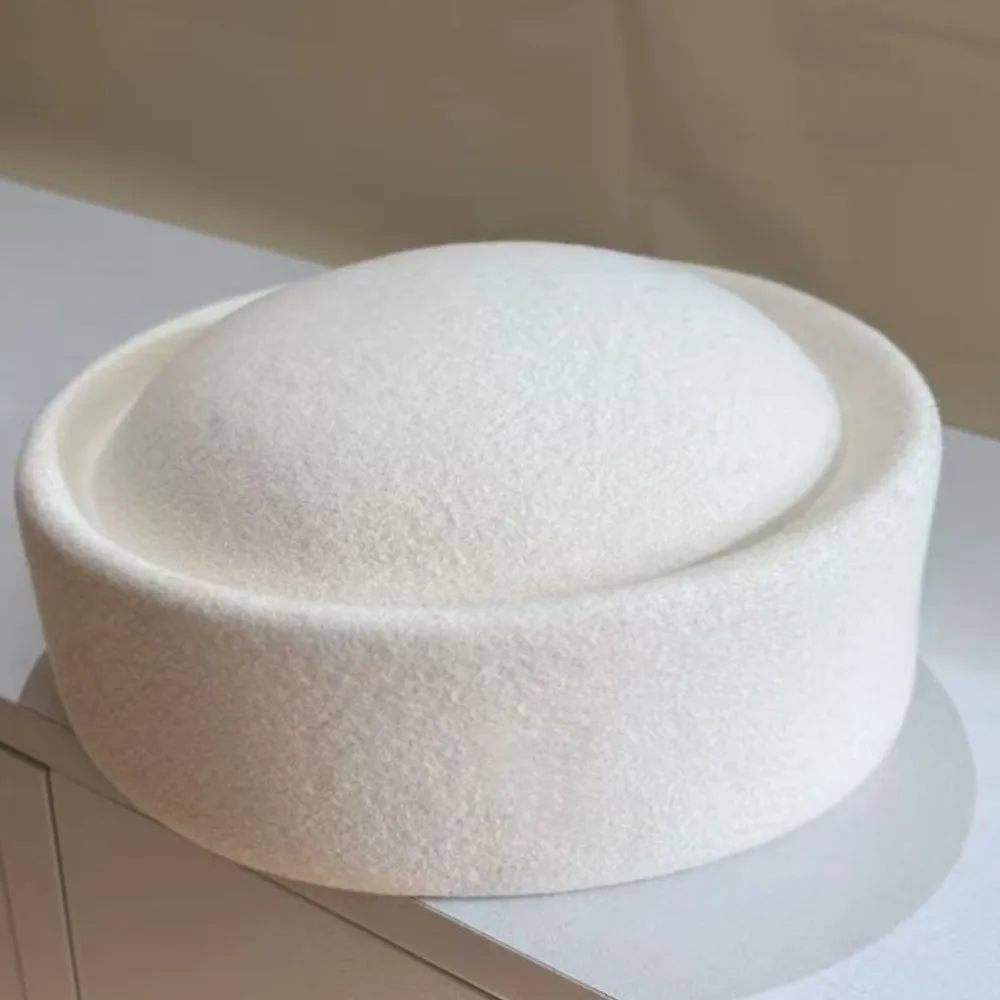 Adults Classic Flat Round Top Pillbox Hat Ladies 100% Wool Solid Color Retro Elegant Daily Headwear Fashion Outdoor