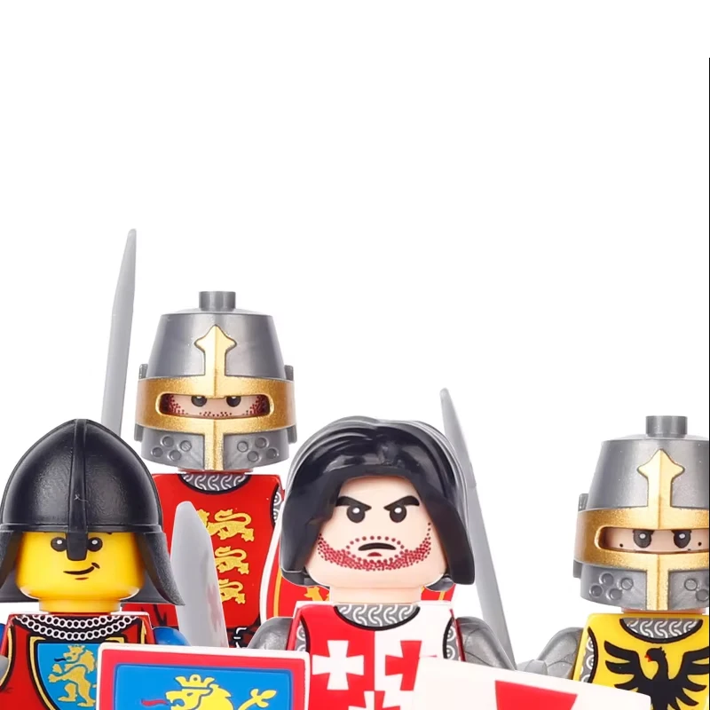 Medieval Military Knight Soldier Figures Building Blocks Ancient Lion Castle Army Guard Infantry Shield Flag Bricks Toys