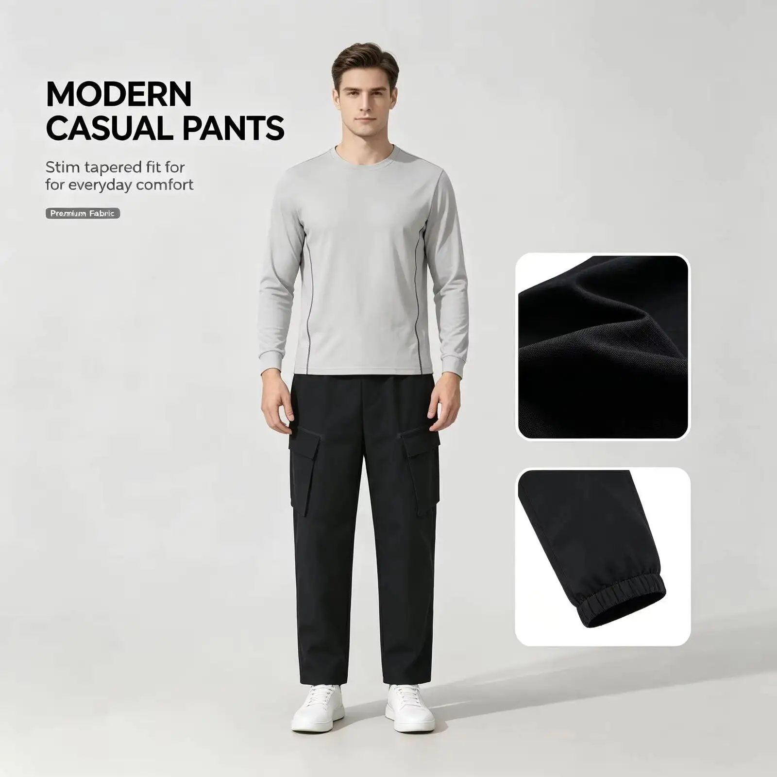 New Under Armour Men's Black Slim Tapered Casual Pants, Solid Color Stretch Trousers, Premium Fashion Pants for Work Office