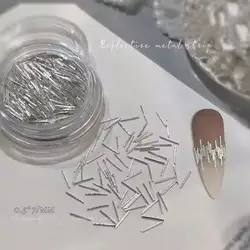 High Gloss Silver Metal Strip Nail Art Decorations Reflective Silk 3D Decorations Metal Shinny Nails Accessories Manicu Art