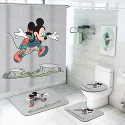 Mickey Mouse Gray Cartoon Anime 4 Piece Mats Bathroom Decorations And Shower Sets Full Set Accessories Curtain Bath & Items