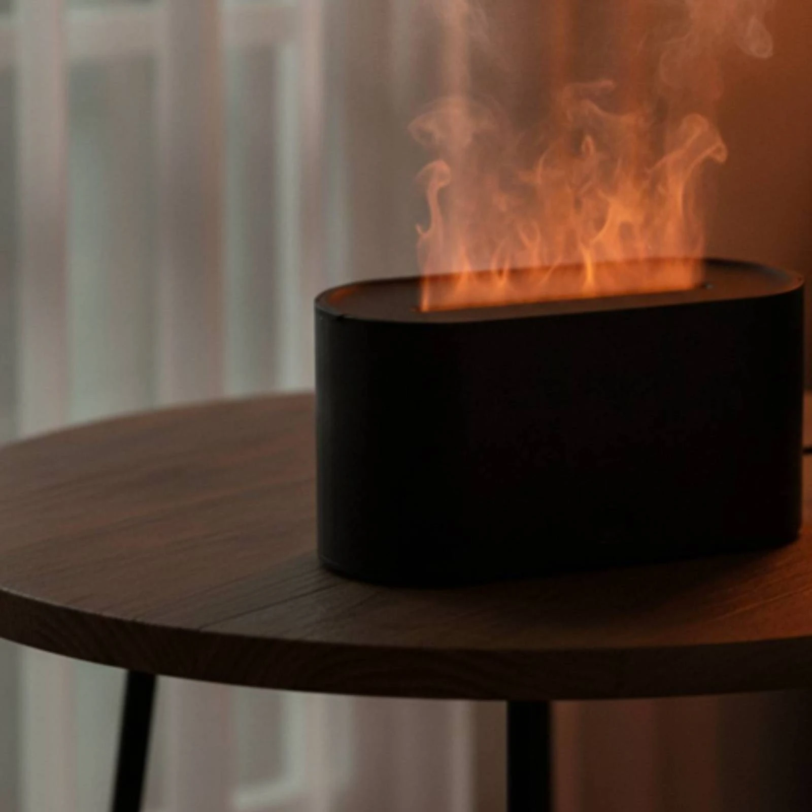 Humidifier with Flame Effect Compact Flame Humidifier Tabletop Mist Disperser Low-Profile for Bedroom, Office