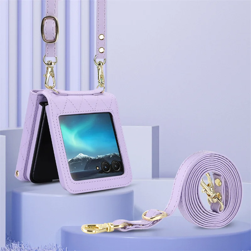 Casing ponsel kulit untuk Motorola Razr 50 Ultra Moto Razr 40 Razr + 2024 2023 penutup dompet dengan tali tempat kartu tas Funda Coque