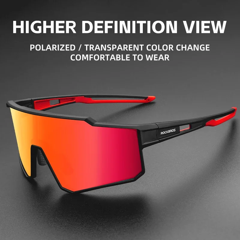 ROCKBROS Cycling Glasses Polarized Photochromic Glasses Cycling Sunglasses Outdoor Sports UV400 MTB Road Women Men Bike Goggles