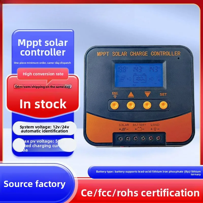 MPPT Solar Controller Automatically Recognizes 12V/24V; 10A/20A Smart Solar Charge Controller for PV Systems.