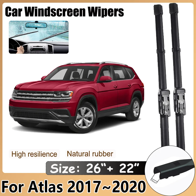 For Volkswagen Atlas CA1 2017~2020 VW Teramont Front Wiper Blades Window Windshield Windscreen Cleaning Brushes Car Accessories