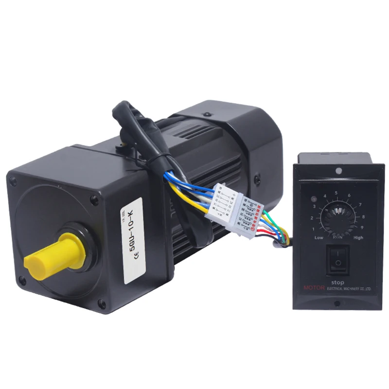 

120W AC Geared Motor 220V Reducer Speed 4.5rpm-450rpm Torque 250KG AC Motor Controller Speed Reversed Forward Metal Gearbox