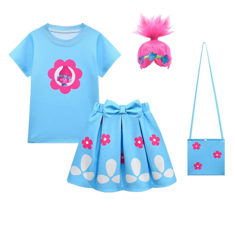 Trolls 2 abiti per bambini per ragazze costume da principessa Bambini Cosplay troll papavero abiti da festa Vestido superfucsia Infantil ragazza vestiti