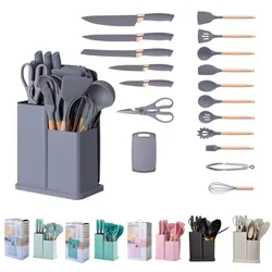 Silicone Kitchen Utensil Sets, Utensils Utensils, Gadgets, Stand, Storage Organizer, Holders, 19Pcs