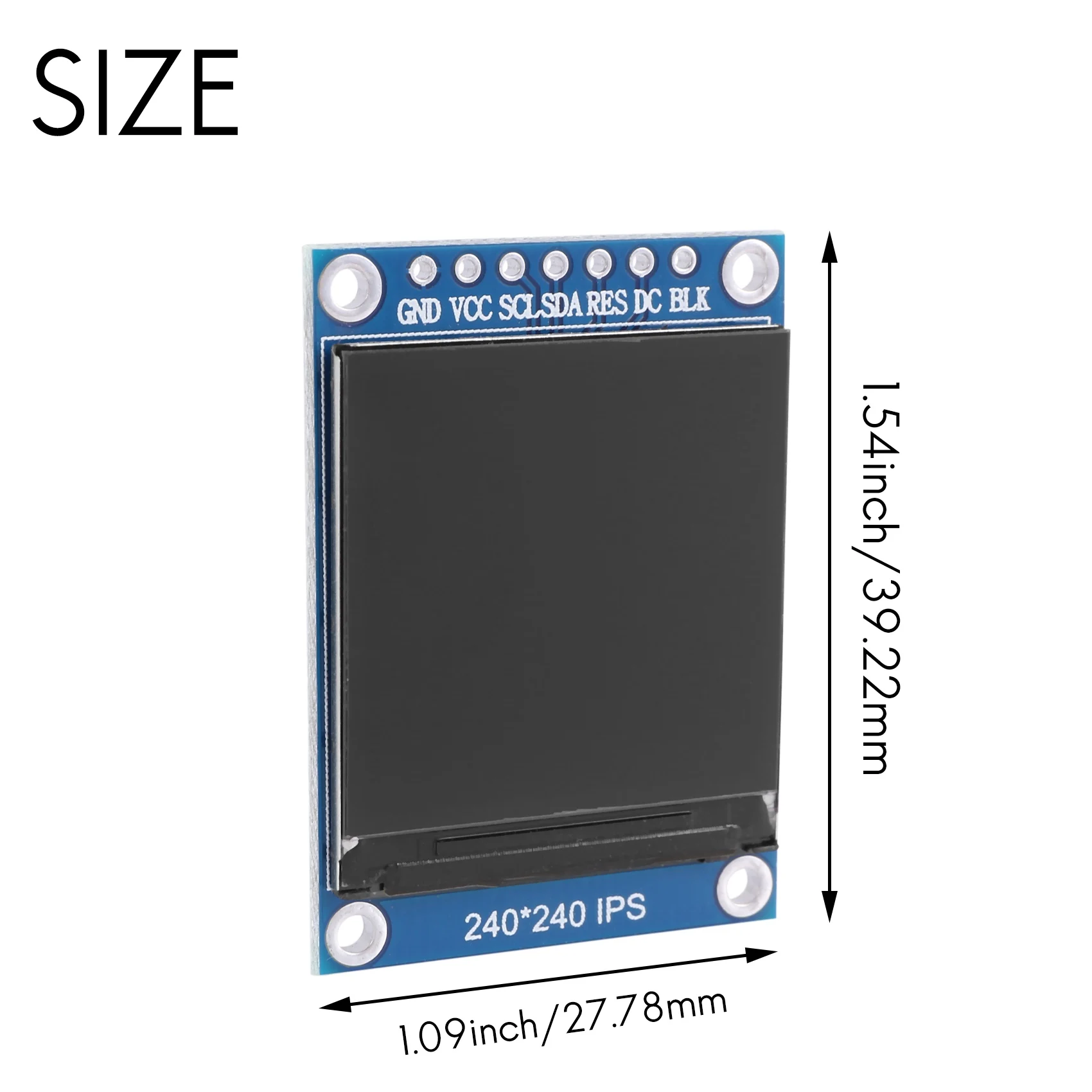 A62T 1.3 Inch IPS TFT LCD Display Module, ST7789 Driver IC, 240x240 SPI Interface 3.3V, for Arduino, 7 Pin