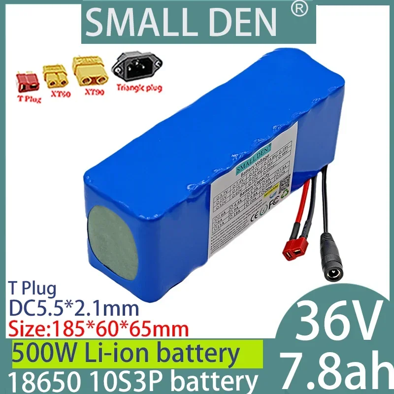 36V  7.8Ah 10S3P 18650  lithium battery pack 100W 500W outdoor backup battery with built-in BMS  15A rechargeable battery