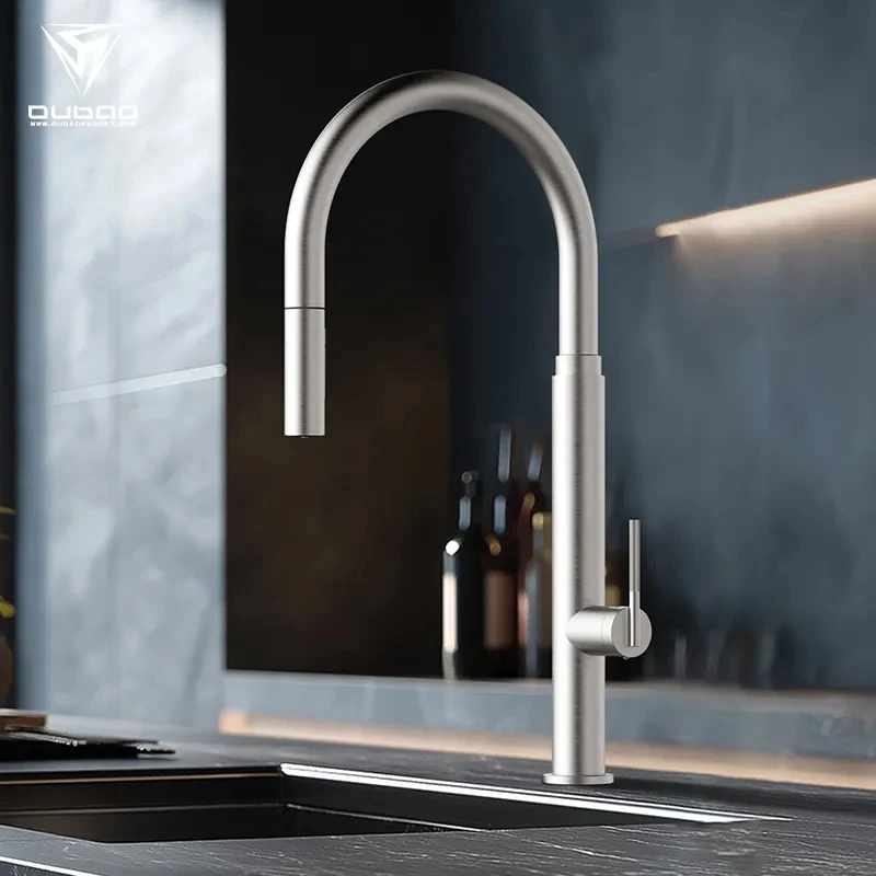 

Современный кухонный смеситель с одной ручкой для холодной и горячей воды, хромированная отделка, высокий излив для кухонной мойки