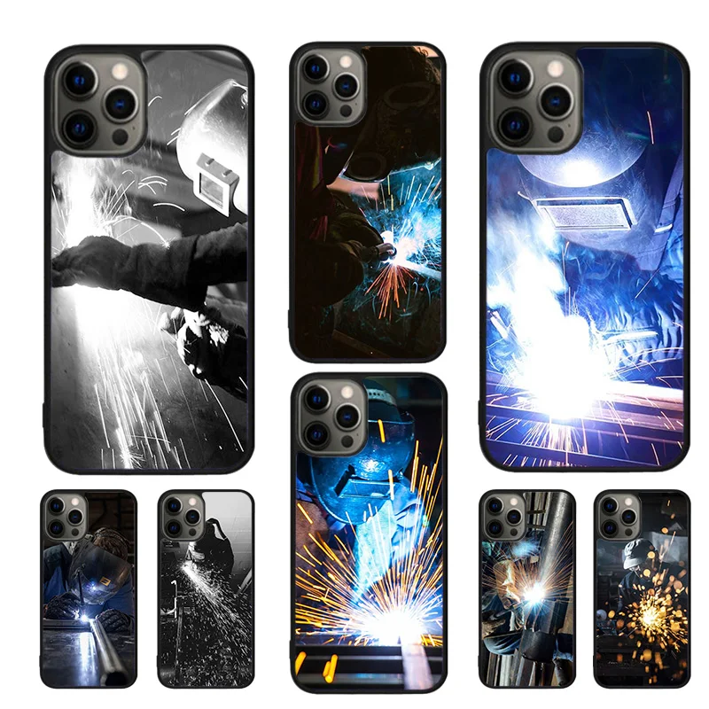 Welder Welding Hot Metal Worker Solderin Phone Case For iphone SE2020 15 14 11 12 13 Pro XR XS MAX 7 8 Plus SE coque Cover