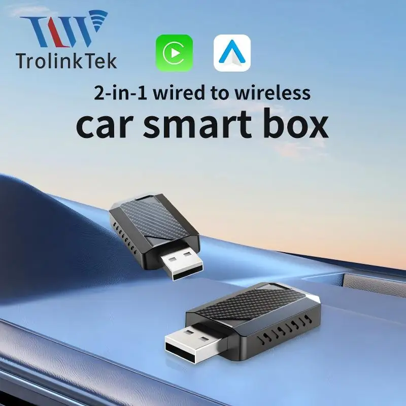 

TrolinkTek Wireless Carplay Adapter car smart box Android auto Adapter No Lag for Car with Wired Carplay Mini Box OTA Upgrade