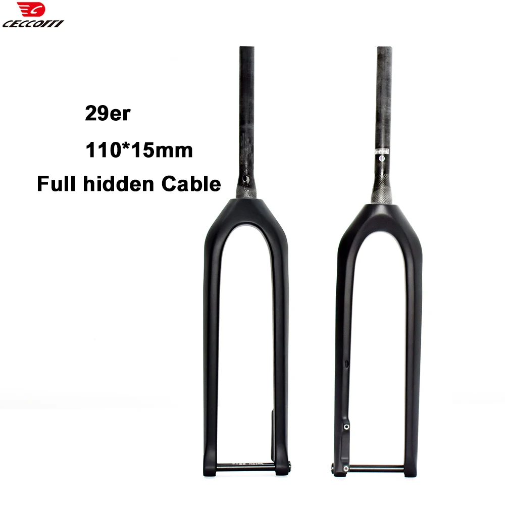 

29er полностью карбоновая жесткая вилка, внутренняя прокладка кабеля, 110*15 мм, выходная вилка для горного велосипеда