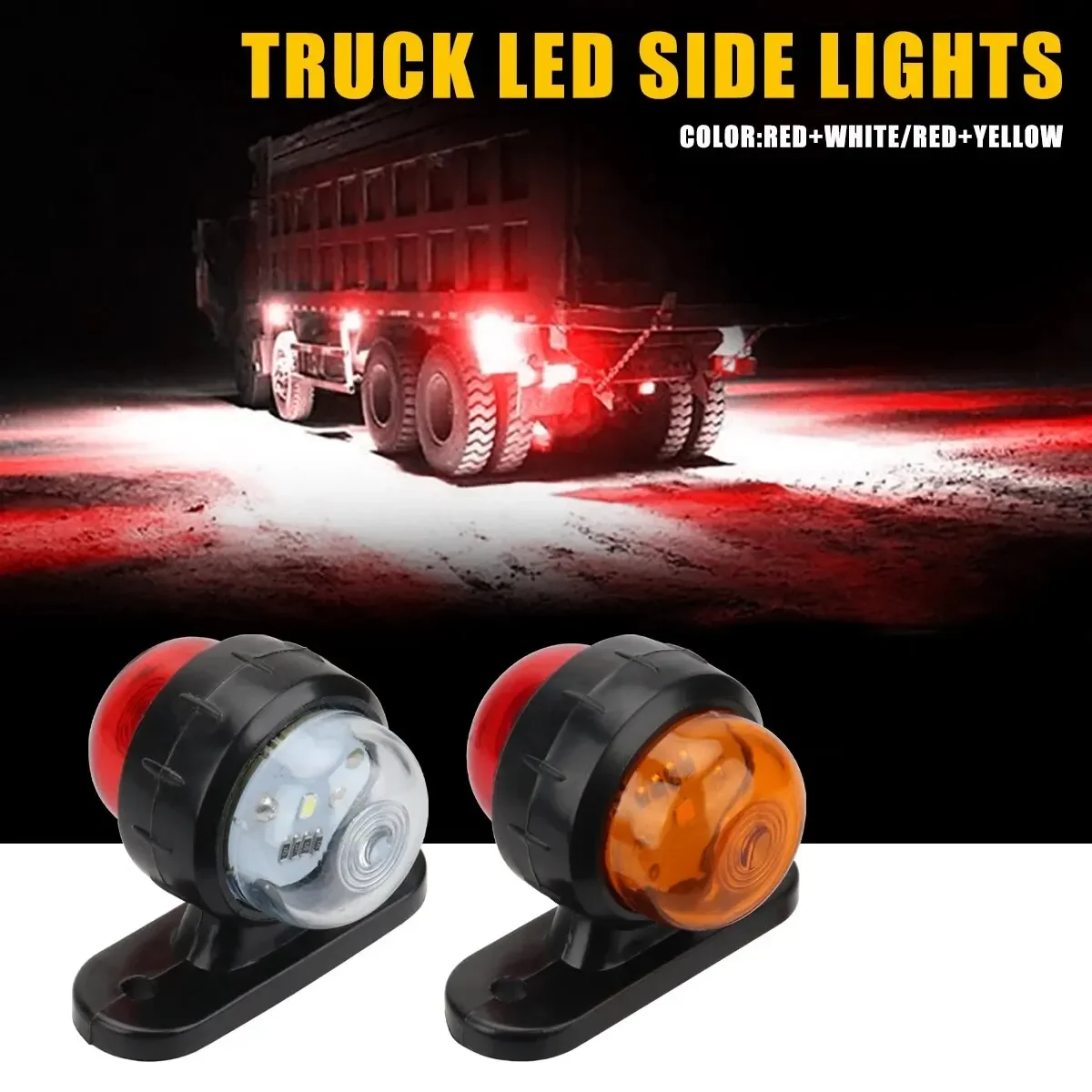 

2PCS Truck Side Light Width Light Dual Color 12 24V Universal Truck Warning Light Safety Light Indicator Lamp Car Signal LED