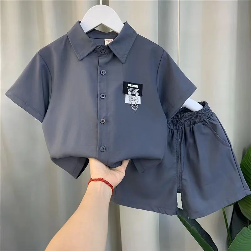 

Boys Summer Suit Trendy New Style Trendy Children's Trend Set Baby Handsome Thin Letter Two-piece Set Kids Outfits