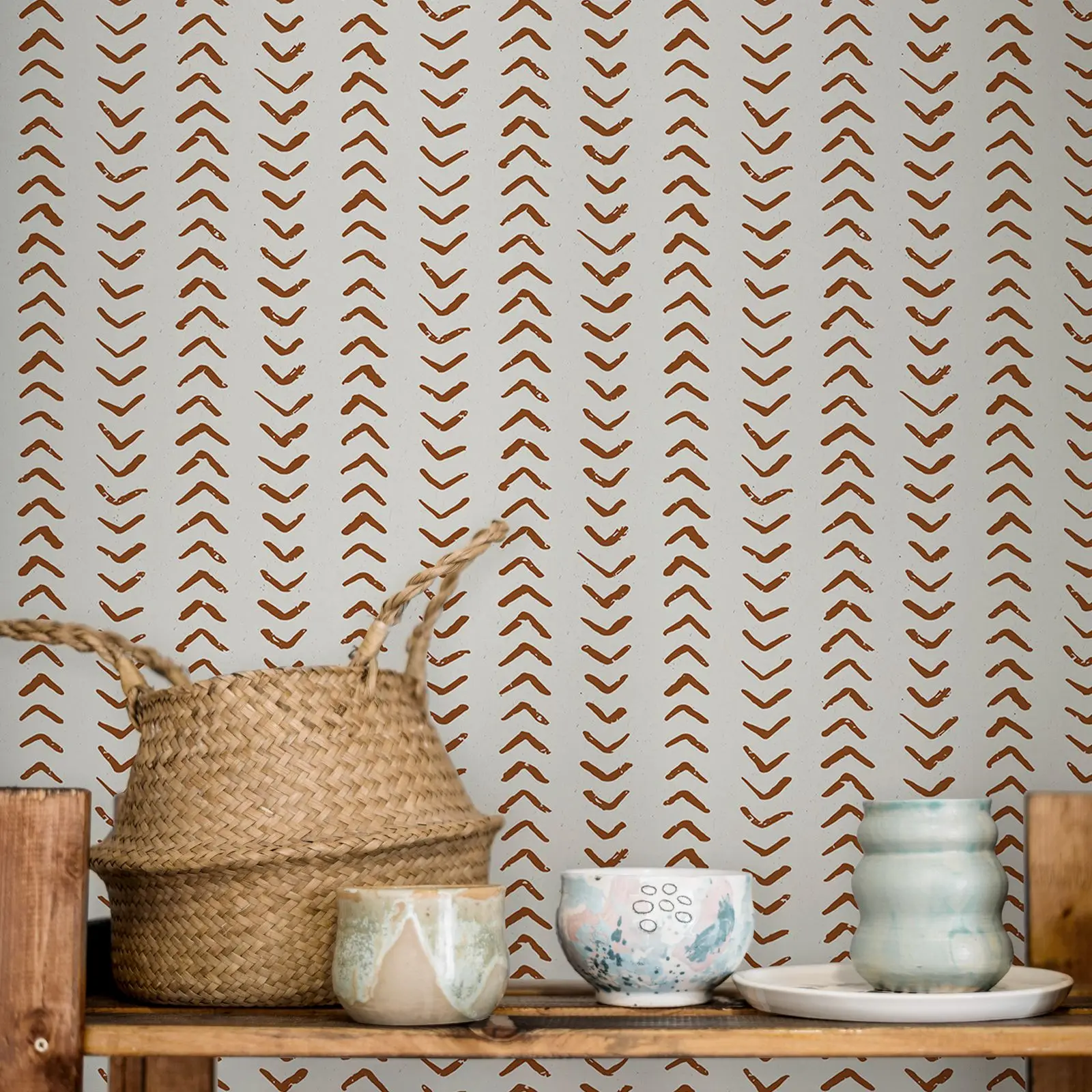 Boho Herringbone Wallpaper,Wall stickers Decoration Adhesive For Room Decoration.Tradition Non-woven /Peel and Stick Two Options