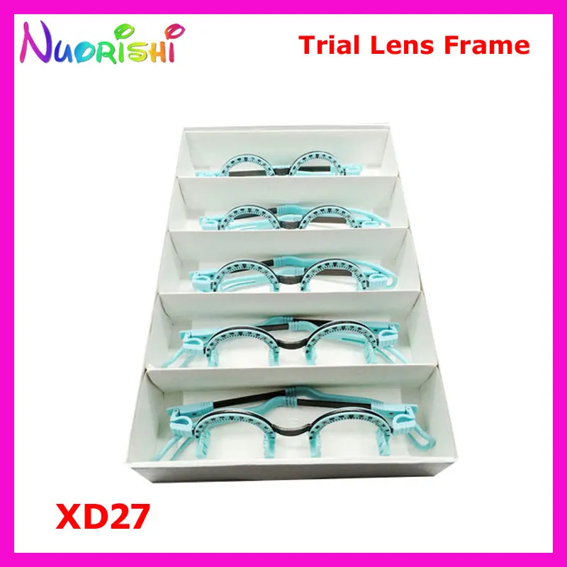 XD27 5pcs Progressive Trial Lens Half Rim-less Frame Light Weight Titanium and Al-mg Blue Fixed 5PDs 58mm to 66mm