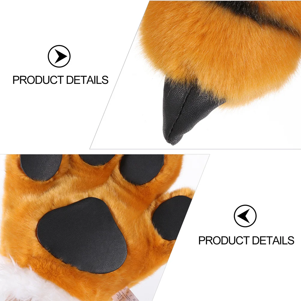 Tiger Cosplay Set with Tail Ears Headband Animal Costume Accessory for Halloween Role Play Party