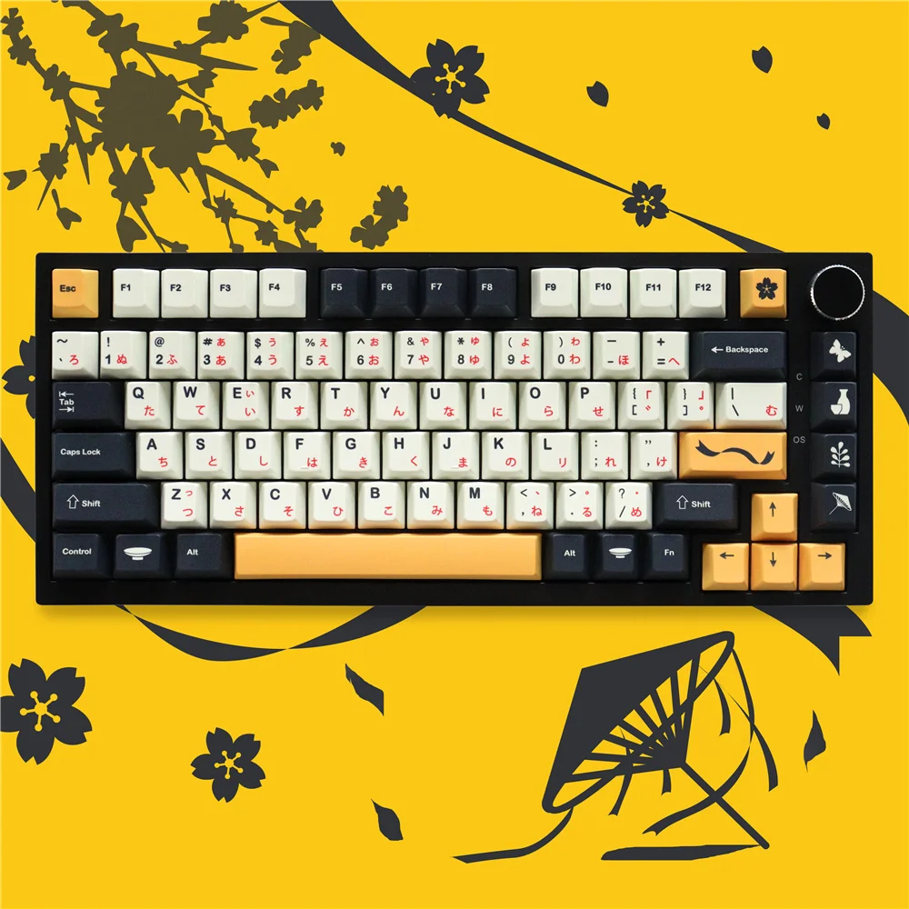 

JP GMK Matsu Keycaps Clear Font Dye Sublimation 129 Keys Cherry Profile Keycaps for 61/64/104/108 Mx Switch Mechanical Keyboard
