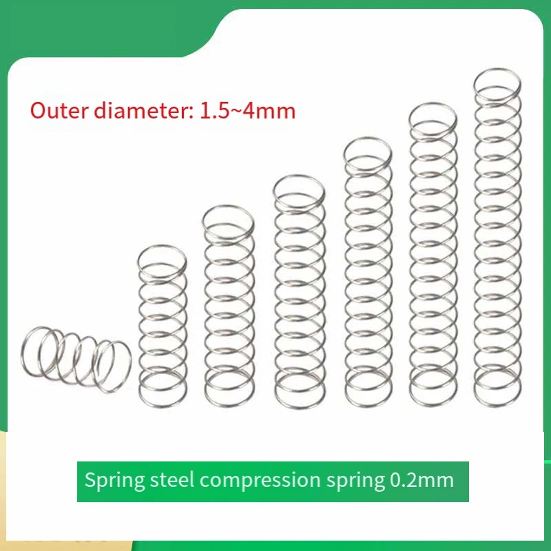 

Wire Dia 0.2mm Length 10mm Long Compression Spring Steel Y Type Compressed Release Pressure Return Spring OD 5-50mm