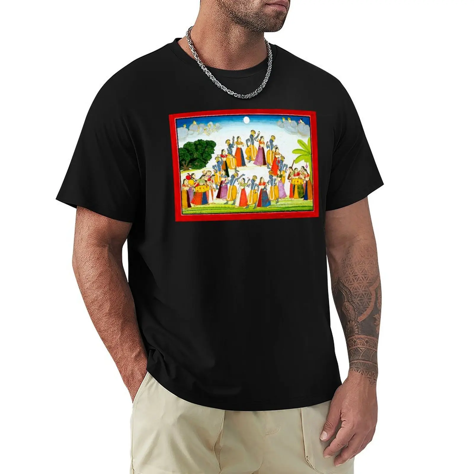 Dance of Krishna and the Gopis Bhagavata Purana 1760s Mughal India T-Shirt Festive Simple T-Shirt