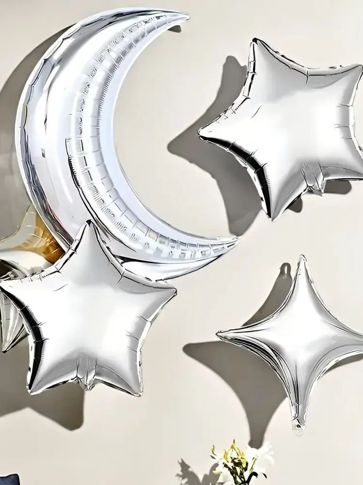 21 pièces ballons en aluminium étoile ballons en Mylar en aluminium de lune avec ballons étoile en argent pour décor de fête prénatale anniversaire fête d'anniversaire