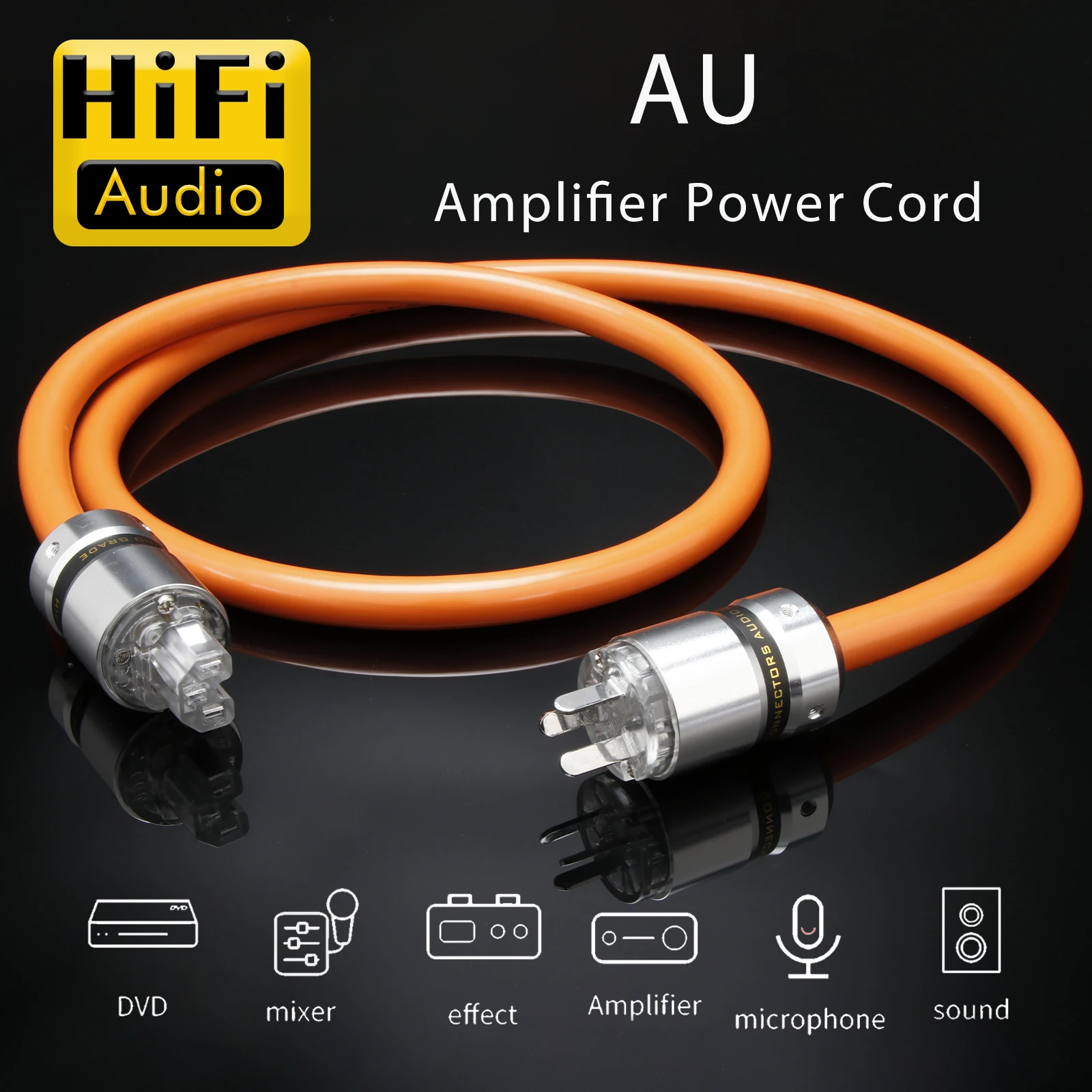 Preffair D505 5N OFC Audio-Stromkabel aus reinem Kupfer mit rhodiumbeschichtetem EU/US/AU-Stecker C15 für Verstärkerfilter – Detail 4