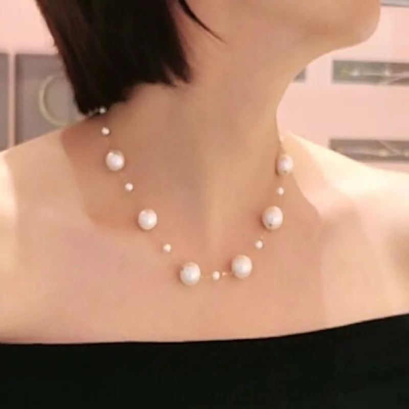Fine Jewelry 18K yellow gold necklace pendant au750 natural white freshwater pearl 12-13m sky luxury party wedding gift for wome