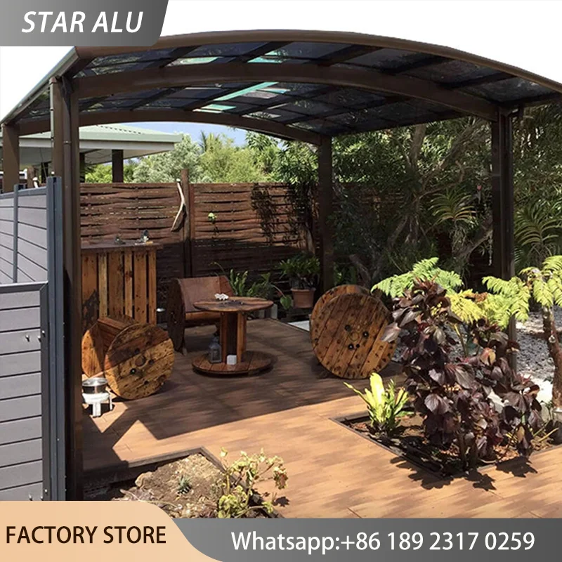 

High Impact Polycarbonate Canopy Outdoor Awning Sunshade Rain Shelter Durable Roof for Patio Terrace Garden Furniture