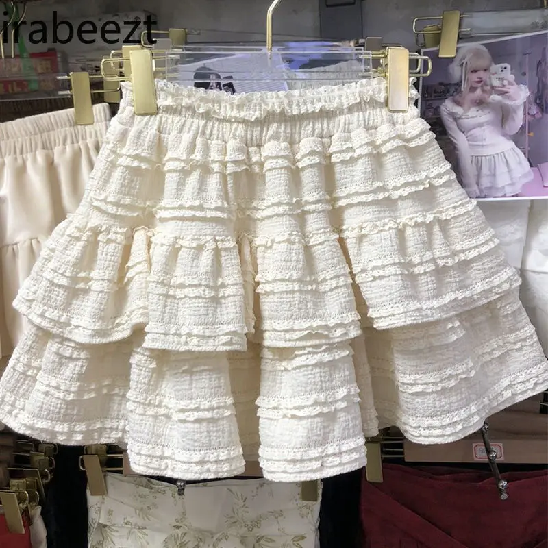 

Spring Sweet Ballet Style Soft Sister Lace Cake Shaped Half Pack Female Design Sense of Small Bouffant Short A Line Skirt