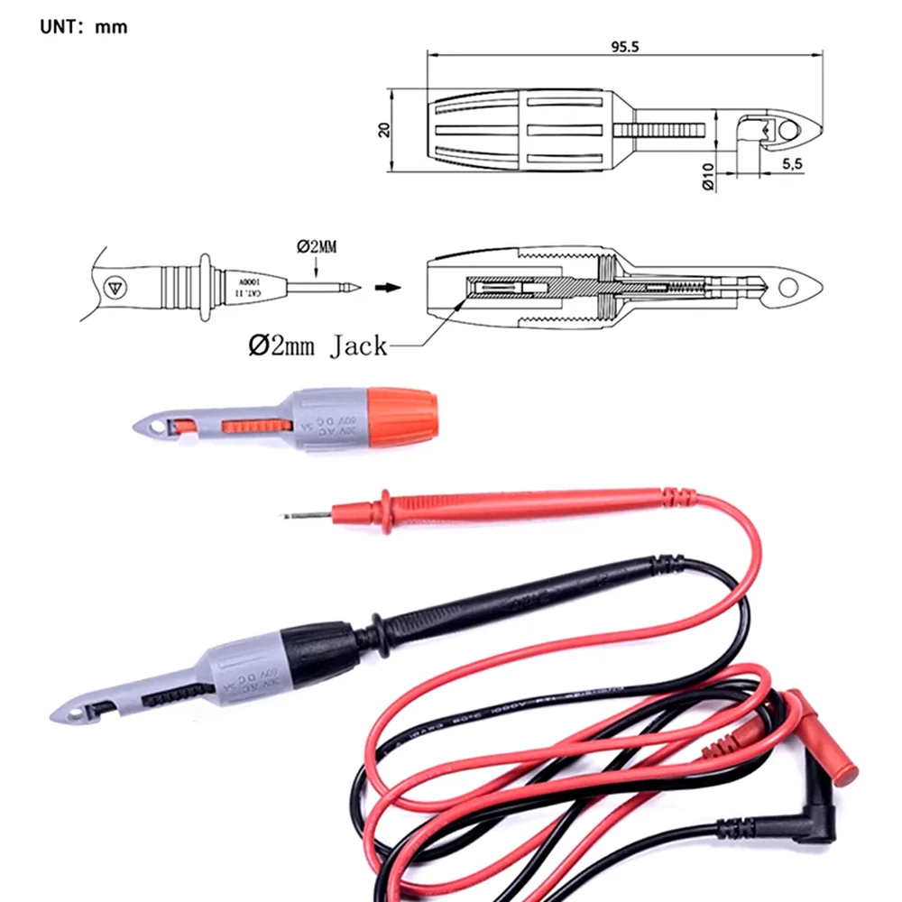 TP81 絶縁貫通クリップセット、バナナプラグ接続、ワイヤ貫通プローブ絶縁貫通クリップセット