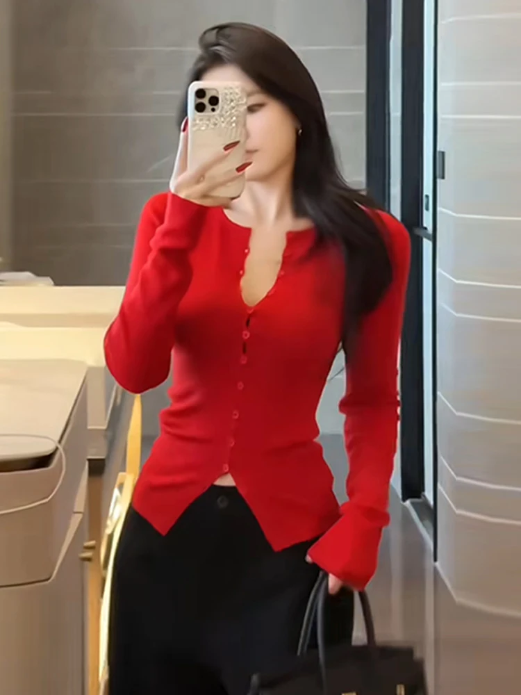 

Модный цветной вязаный кардиган с длинными рукавами и V-образным вырезом для женщин, повседневный свободный крой, осень-зима, новинка, тренд сезона