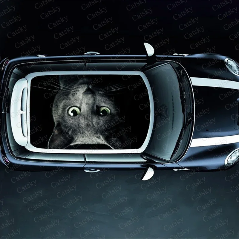 Custom Black Cat Car Roof Sticker Decoration Film SUV Decal Hood Vinyl Decals Graphic Wrap Vehicle Protect Accessories Gift