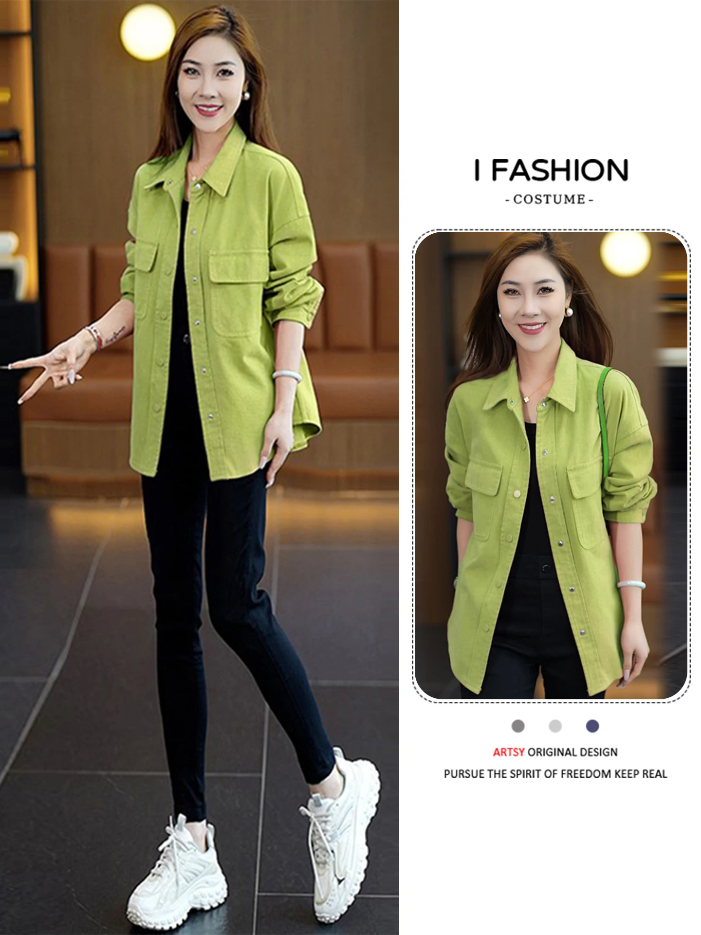 

Faionable Casual Cotton Denim irt Jaet Women's Loose Versatile Mid-Length Open Cardigan Top for Autumn 2026