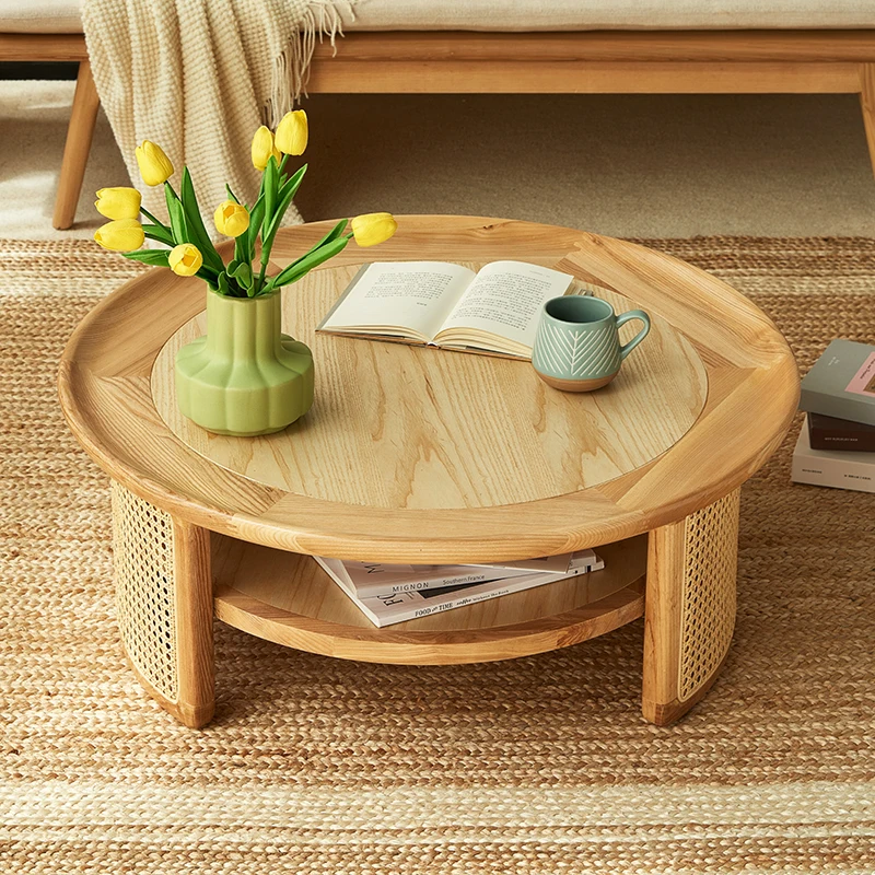 Tatami im japanischen Stil, kleine Wohnung, Rattan-Teetisch, Wohnzimmer, Haushalt, runder Homestay-Block