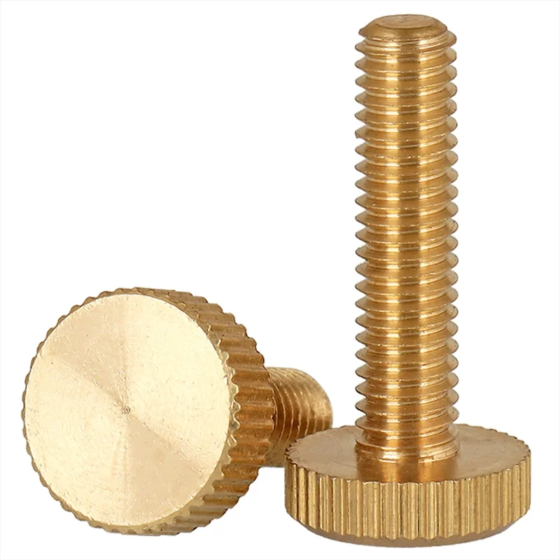 真鍮ローレット平頭手ネジ M3 M4 M5 M6 M8 M10 純銅ビッグヘッドローレット手ネジハンドル締めネジ GB835