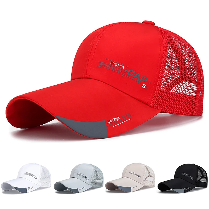 Summer Sun Protection Baseball Cap For Men Breathable Mesh Sports Cap Snapback Sun Hat With Long Visor 2024 Fashion Peaked Cap