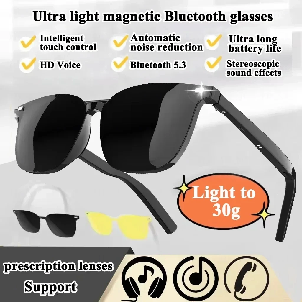 

3-in-1 Smart Glasses Open Ear Music Hands-Free Calling Stereo Sound Wearable Headsets Smart Sports Anti-Blue Light Sunglasses