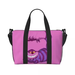 Custom Cheshire Cat Anime Beach Tote Bag Women Extra Large Gym Carry On Alice In Wonderland Travel Shopping Bags