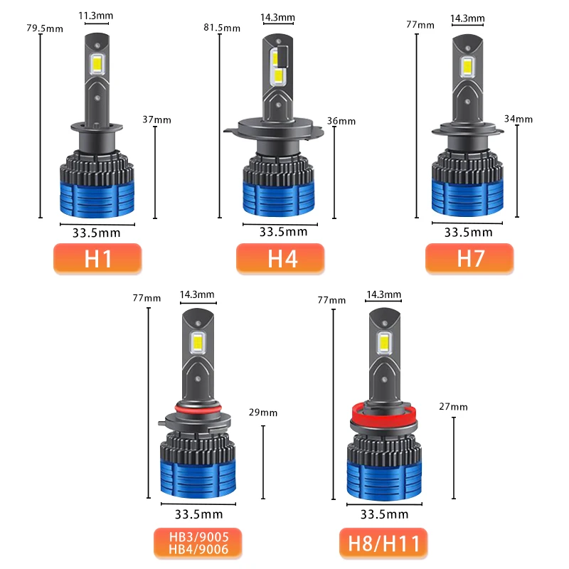 DAWNKNIGHT Led 트럭 전구, 4300K 6000K H4 Led 헤드라이트 램프, 12V, 24V, H7, 2 개