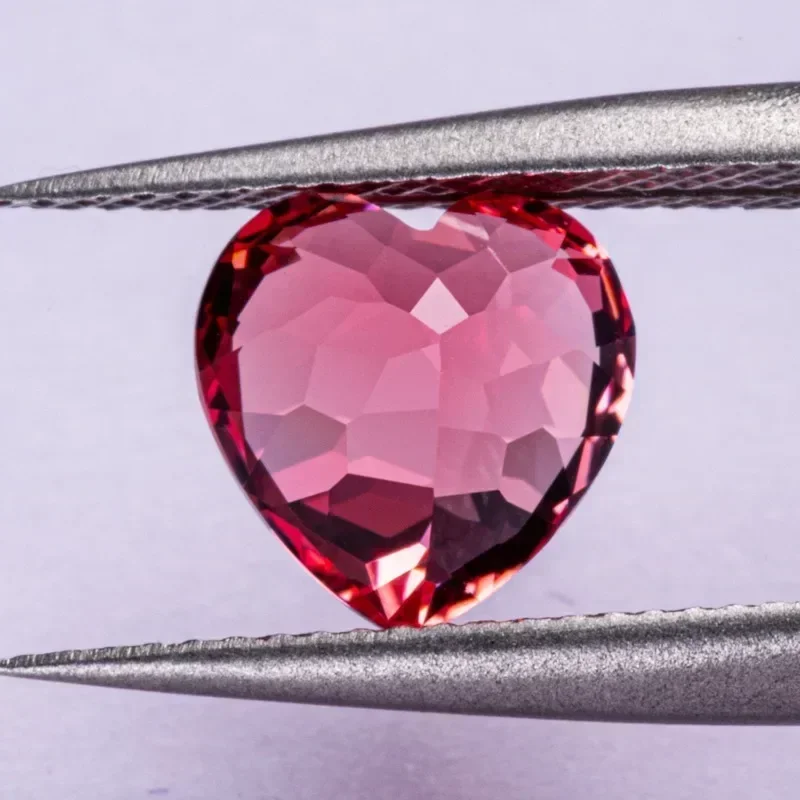 مختبر نمت Padparadscha الأحمر لوتس اللون شكل قلب الأحجار الكريمة لصنع المجوهرات السحر DIY بها بنفسك حلقة المواد شهادة قابلة للاختيار