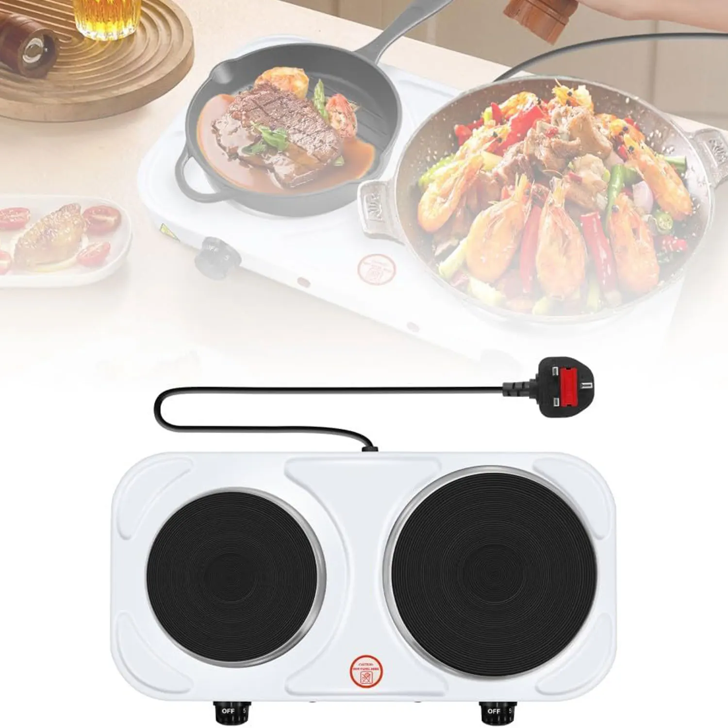 Single/Double Hot Plate Electric Hob Portable Table Top Electric Cooker, Camping Stove, Kitchen Hob for Cooking, Warming,Boiling