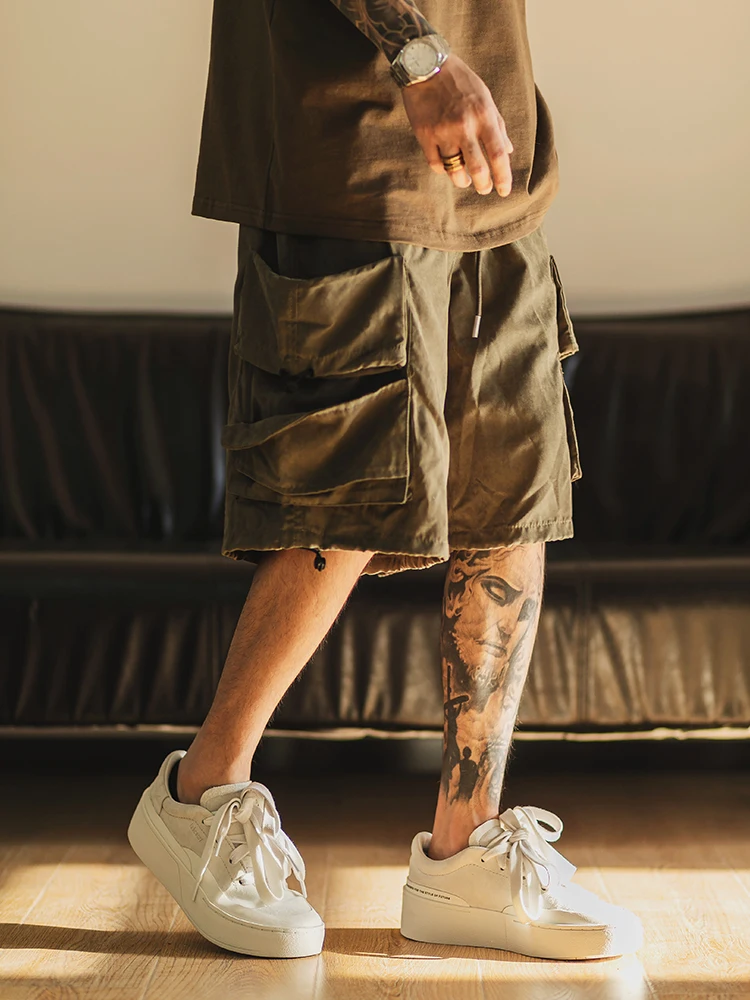 

UNAps Спецодежда orts Мужские летние тонкие свободные повседневные брюки в стиле хип-хоп в пять четвертей Молодежные энергетические модные полиэстеровые брюки