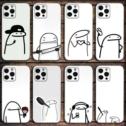 F-Flork Apple iPhone 15,14,13,12,11,Pro,X,XS,Max,XR,Plus,Mini 소프트 블랙 커버용 귀여운 웃긴 밈 전화 케이스