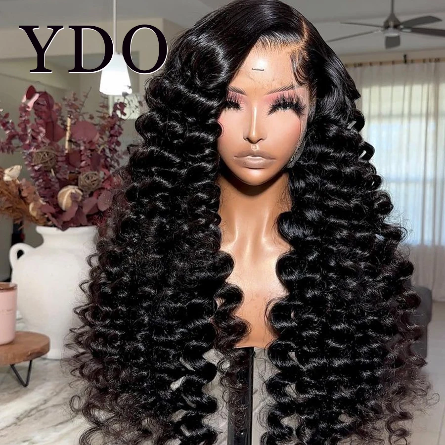 Loose Deep Wave 250% Real 13x6 HD Full Lace Frontal Wigs 13x4 HD Lace Frontal Human Hair Wig Pre Plucked Curly Wave Wigs