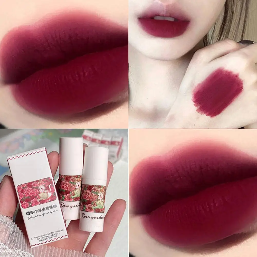 Pinkcoco Matte Lip Modder Grey Rose Lip Glazuur Matte Mist Top Party Beauty Student Make-Up Verzadiging Lage Lippenstift Q0r0