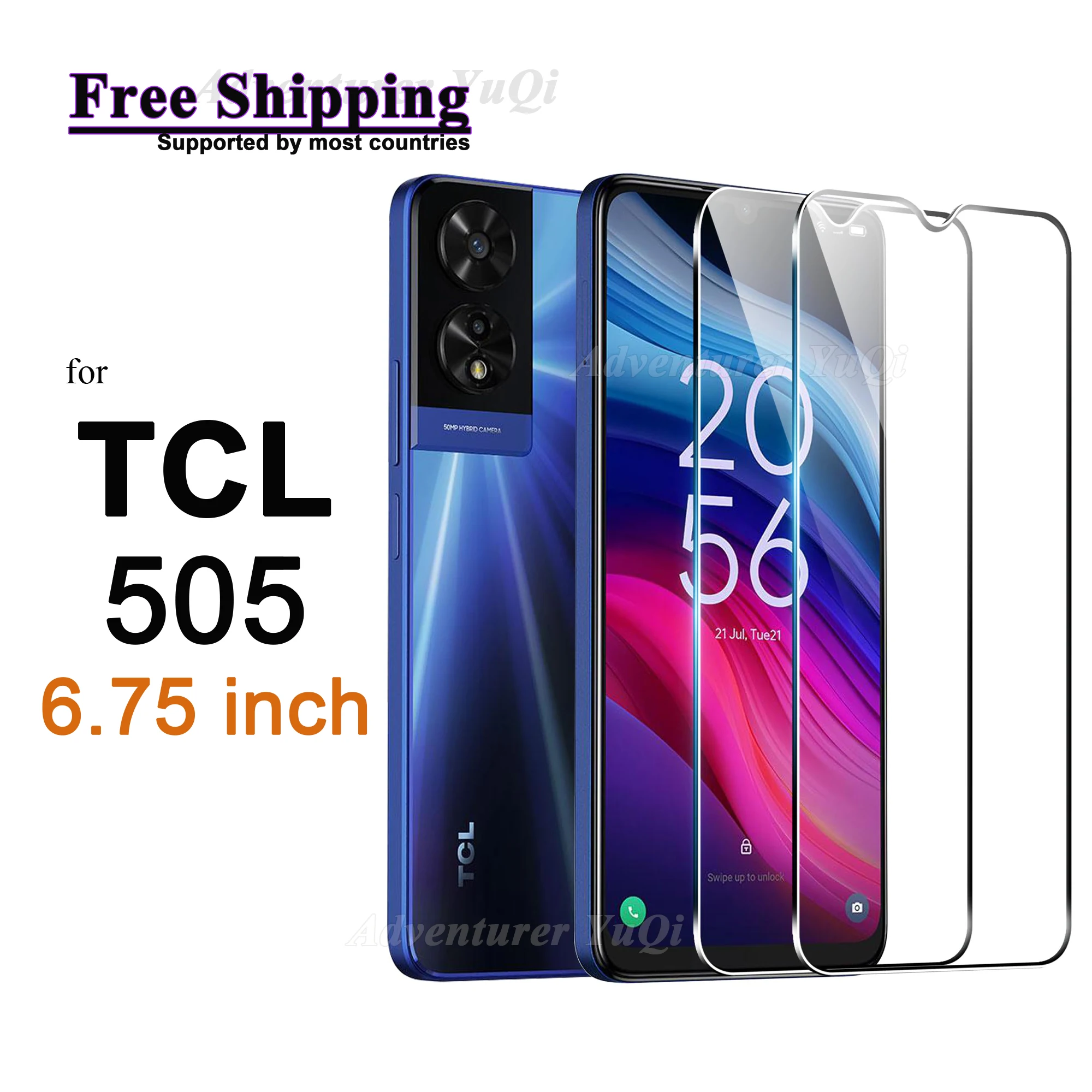 

Screen Protector For TCL 505 4G 6.75 inch Tempered Glass HD Crystal Clear Mica 9H Anti Scratch Case Friendly