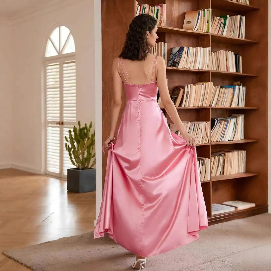 เดรสยาวทรงใหม่แบบไม่มีแขน สีพื้น เรียบหรู พร้อมสายรัด สไตล์โบฮีเมียน ผ้ายีนส์ สำหรับผู้หญิง ปี 2025 ชุดเดรสฤดูร้อน ชุดราตรี ชุดเดรสสำหรับงานปาร์ตี้
